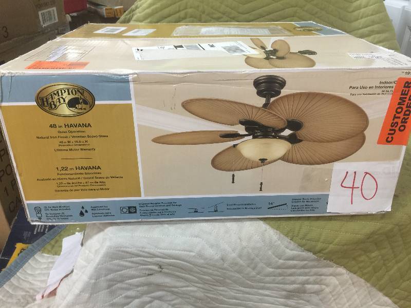 Hampton Bay Havana 48 in. Outdoor Natural Iron Ceiling Fan New