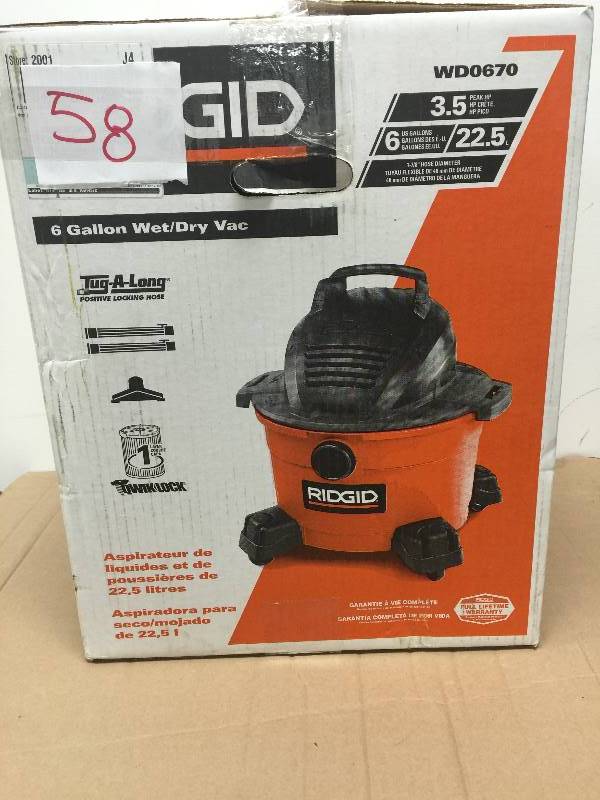 Ridgid 6 gal. 3.5-Peak HP Wet Dry Vac in working conditions