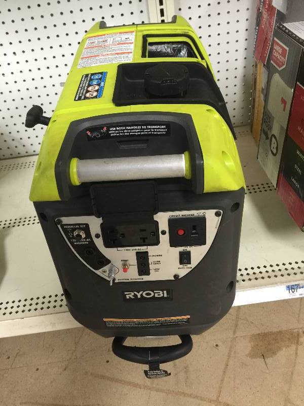 Ryobi 2,200-Watt Green Gasoline Powered Digital Inverter Generator used in working conditions