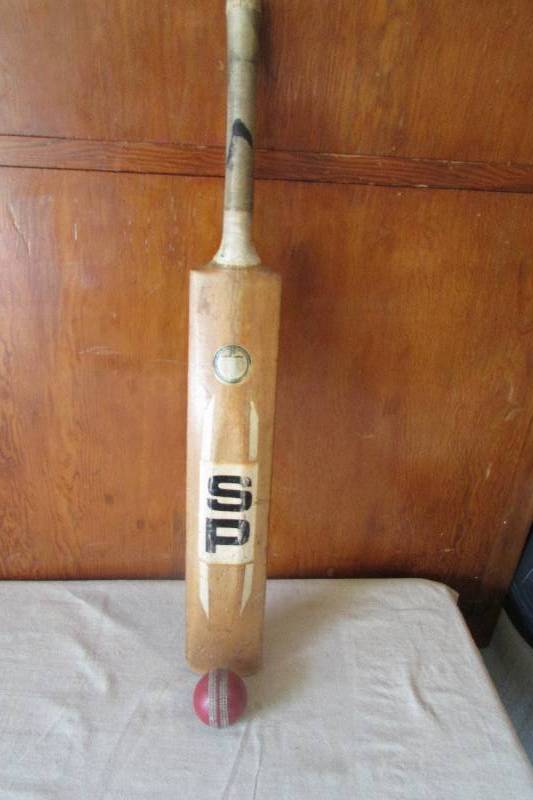 Vintage Cricket Bat and Ball