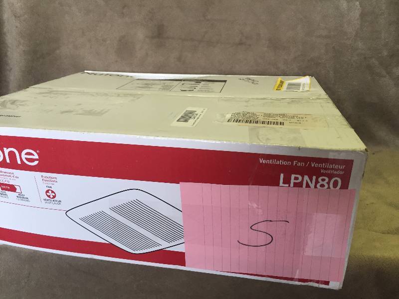 lot 5 image: Nutone LoProfile 80 CFM CeilingWall Exhaust Bath Fan with 4 in. Oval or 3 in. Round Duct, ENERGY STAR LPN80 New