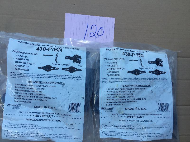 lot 120 image: Lot of 2 New Ameristar Perimeter Sec 430-PBN Walk Gate Set Deluxe Black