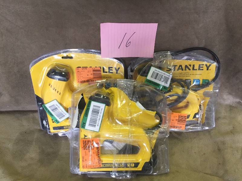 lot 16 image: Lot of 3 Stanley Electric Staplers