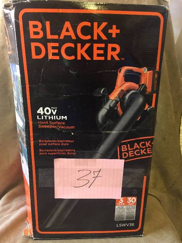 lot 37 image: BLACKDECKER 120 MPH 90 CFM 40-Volt Lithium-Ion Cordless Leaf Blower-LSWV36 New