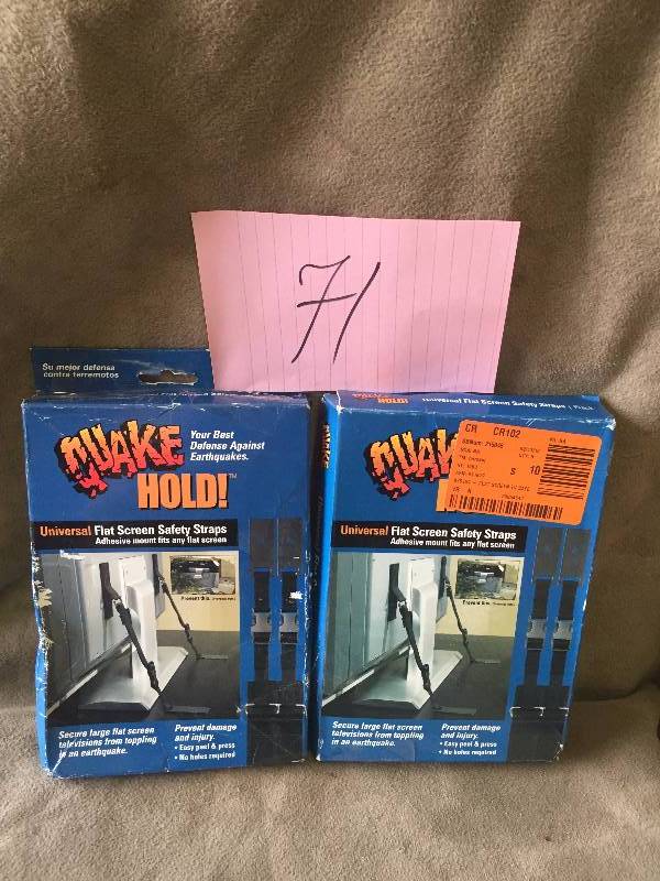 lot 71 image: Lot of 2 Quake Hold Flat Screen TV Safety Straps