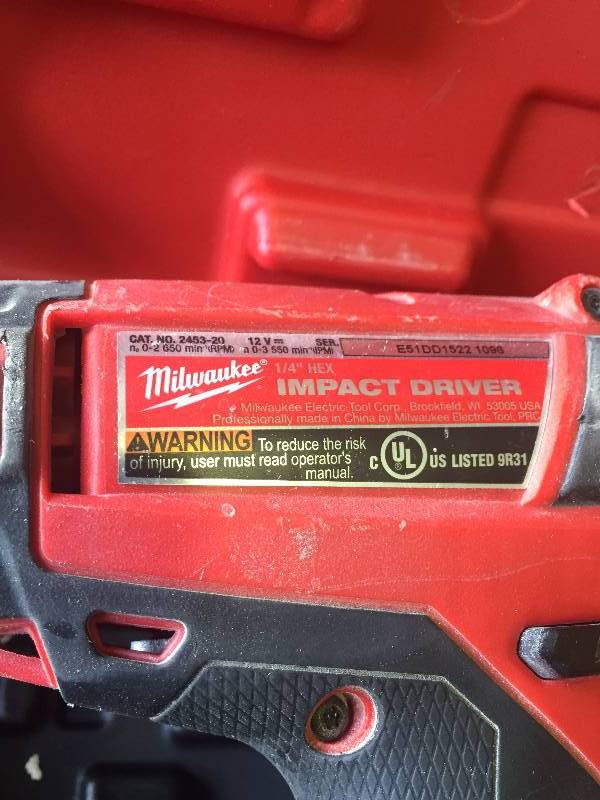 lot 81 image: Milwaukee Impact driver 2453-20 used in good working condition