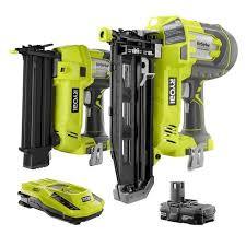 lot 47 image: Ryobi One 18 V DrillDriver and AirStrike brad Nailer Combo Kit New