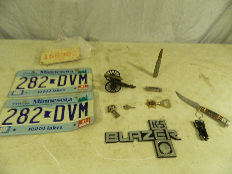 lot 182 image: License Plates, Collectibles, Knives, and More