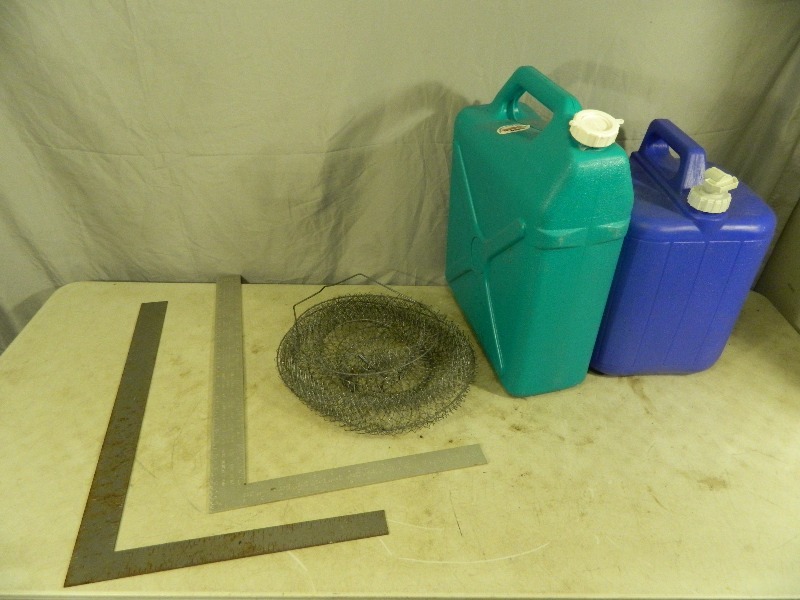 lot 211 image: Camping Jugs, FIsh Basket, and Squares