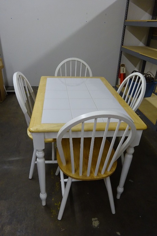 Wood table with tiled top