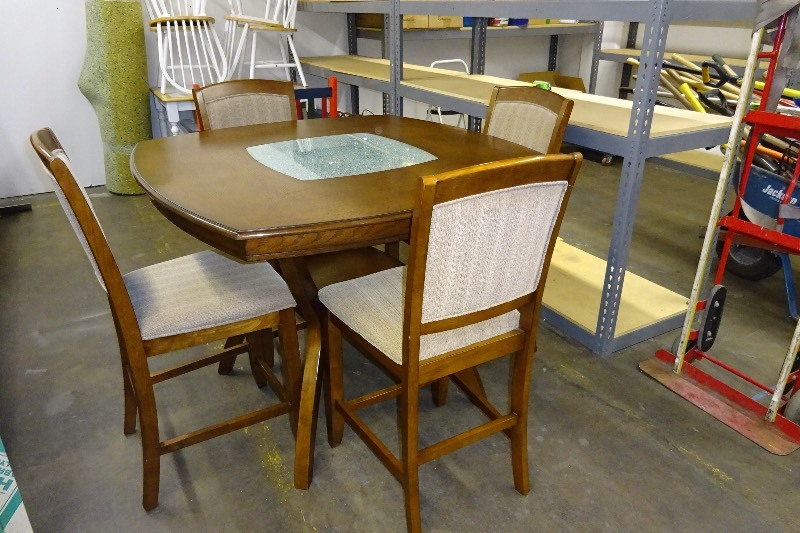 Wood Table with center glass