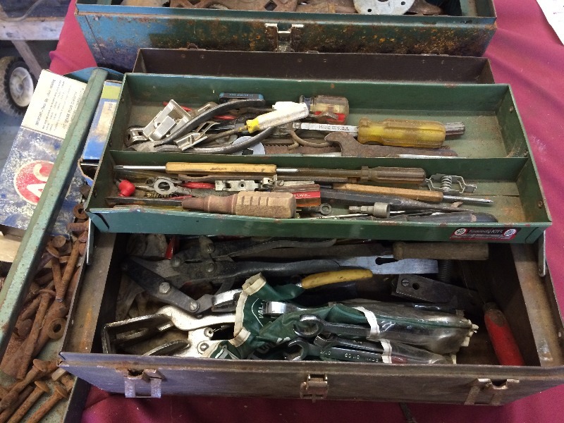 (2) tool boxes with assorted hand tools