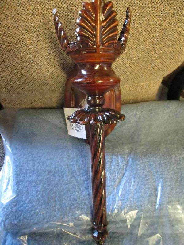 lot 321 image: Mahagony Look  Wall Sconce...