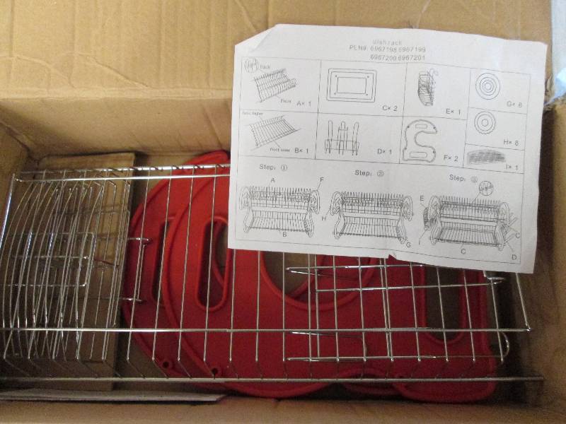 lot 323 image: Red and Silver Dish Rack  Assembly ...
