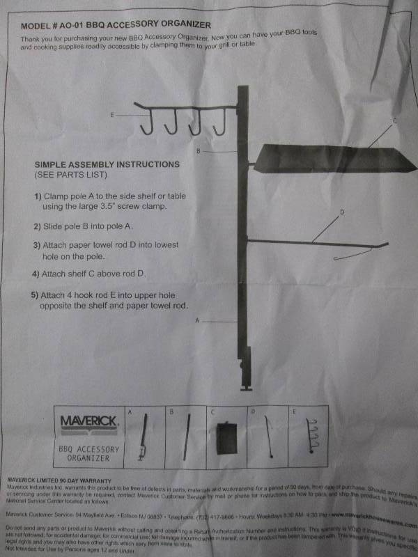 lot 355 image: BBQ Accessory Organizer  Some assem...