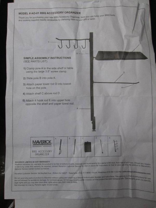 lot 356 image: BBQ Accessory Organizer  Some assem...