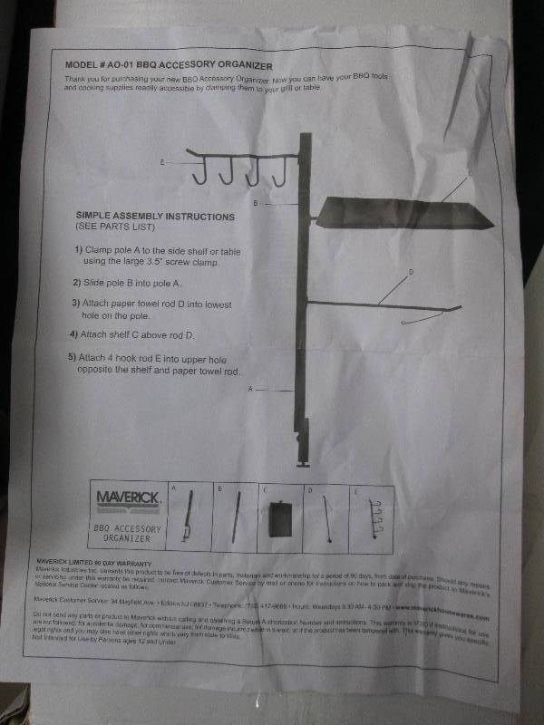 lot 357 image: BBQ Accessory Organizer  Some assem...