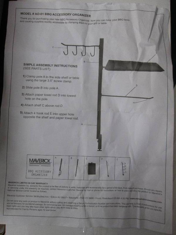 lot 358 image: BBQ Accessory Organizer  Some assem...