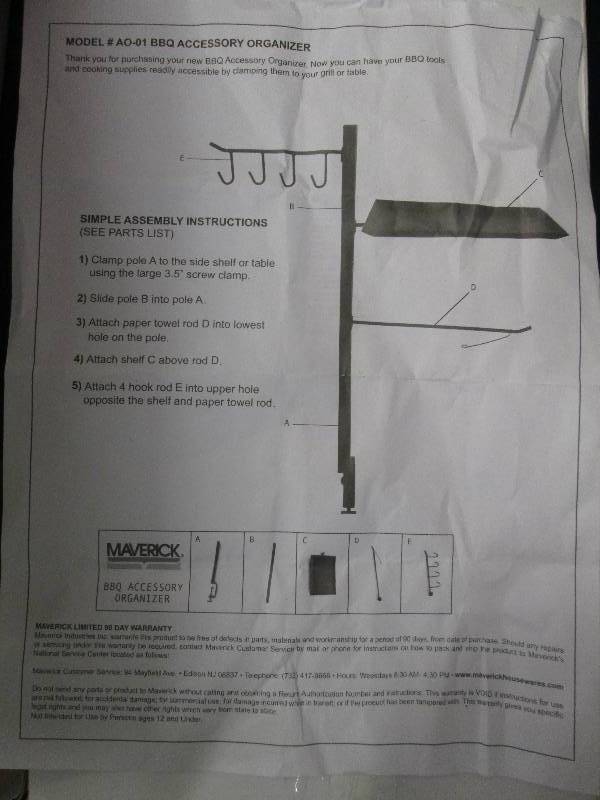 lot 359 image: BBQ Accessory Organizer  Some assem...