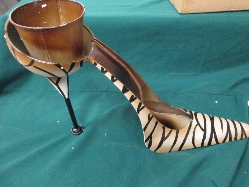lot 380 image: High Heel Planter Zebra Print...