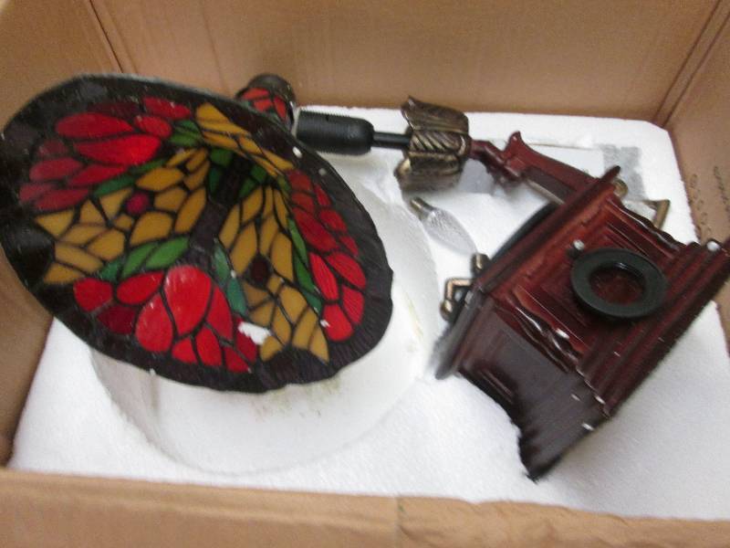 lot 74 image: Gramophone Shaped Stained Glass Lam...