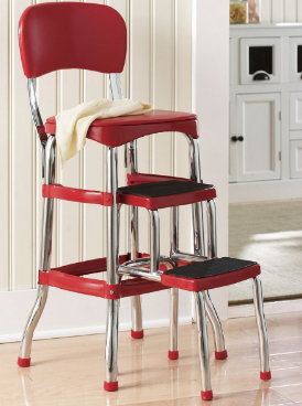 lot 13 image: Red Cosco Retro Chair Stepstool op...