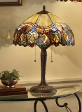 lot 55 image: Peacock Stainglass Floor Lamp ( sim...