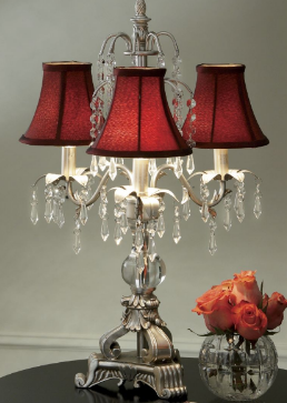 lot 58 image: Burgundy Chandelier Lamp open box, ...