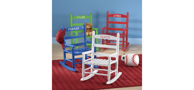 lot 82 image: Red Childs Chair open box, rocker ...
