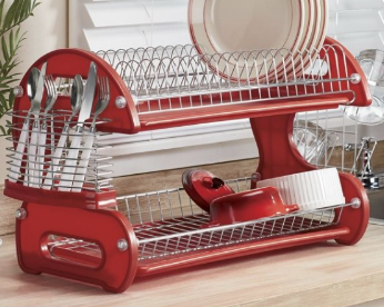 lot 88 image: 2-Tier Dish Rack Red open box Retai...