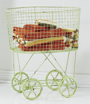 lot 104 image: Vintage Rolling Laundry Cart open b...