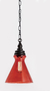 lot 154 image: Ruby-Red Glass Pendant Lamp open bo...