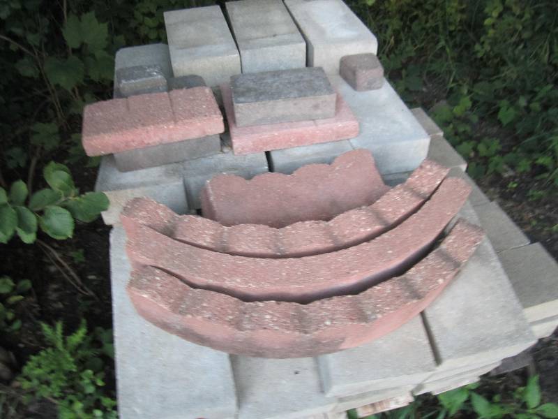 Lot of cement landscaping blocks, a...