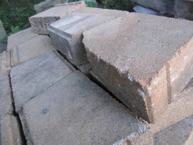 Lot of cement landscaping blocks, a...