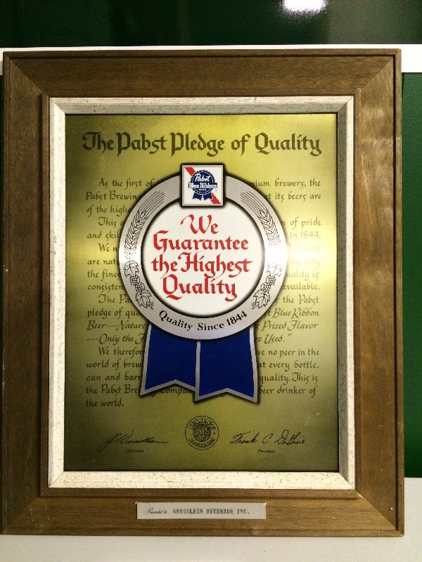 lot 13 image: PBR PABST BLUE RIBBON BEER MIRROR SIGN