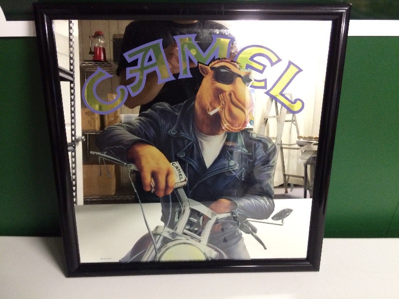 lot 14 image: JOE CAMEL CIGARETTE MIRROR SIGN