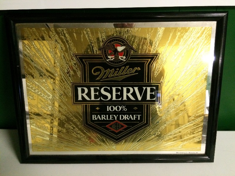 lot 18 image: MILLER RESERVE BEER MIRROR SIGN