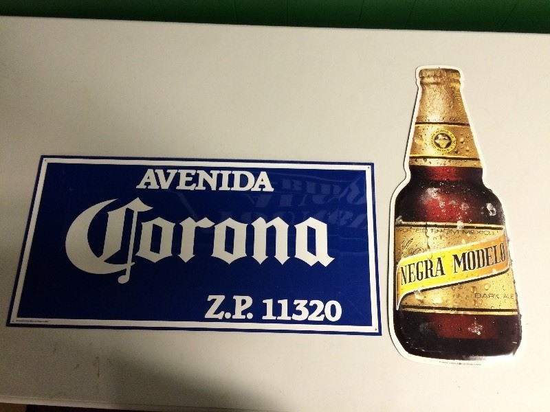 lot 20 image: TWO TIN SIGNS CORONA & NEGRA MODELO
