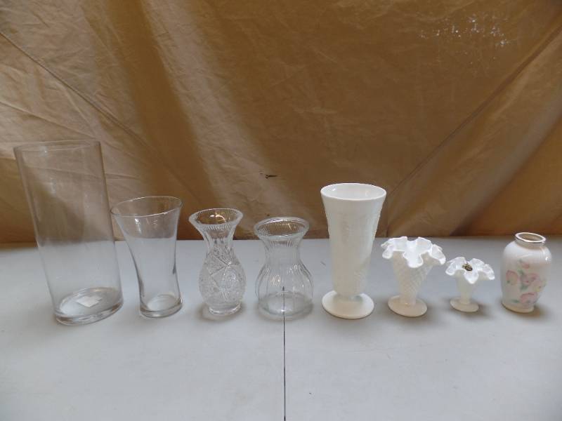 Fenton Hobnail Milk Glass Vases and More