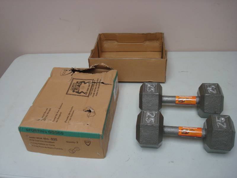 Pair Of New 25 Pound Cast Iron Dumbbells
