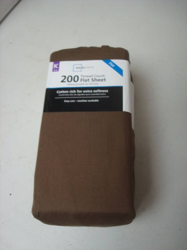 New 200 Thread Count Flat Sheet, Brown, King Size