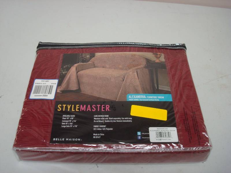 Stylemaster �Alexandria Burgundy Furniture Throw Cover, New