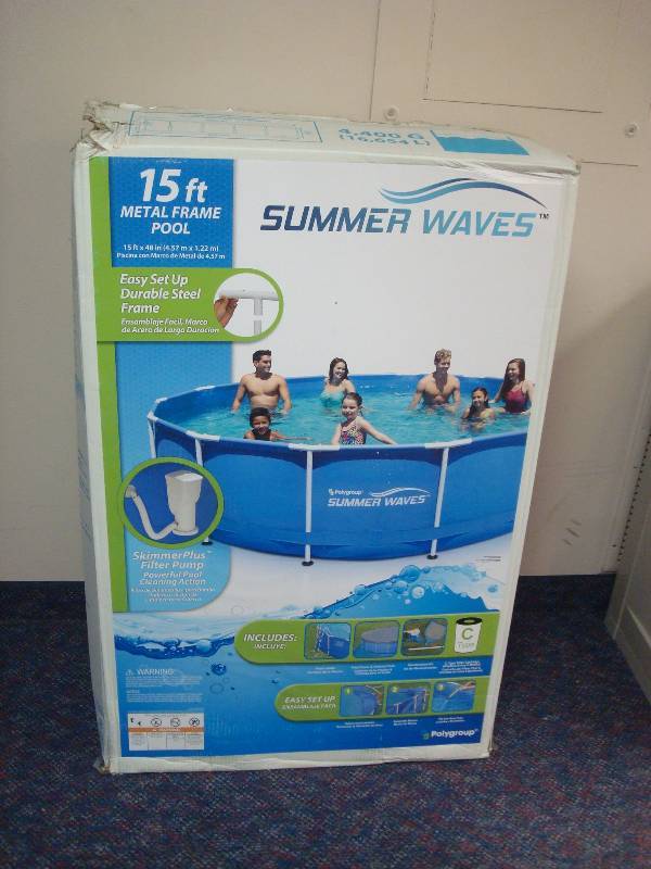 Summer Waves 15 Foot Metal Frame Pool, Store Return, Looks Unused, Wear To Box