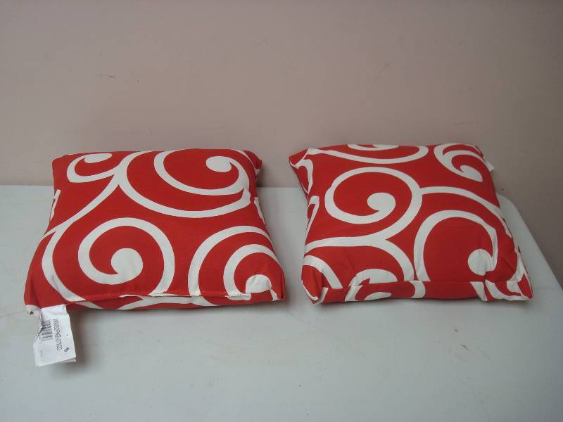 Pair Of Red Outdoor Pillows, New Condition