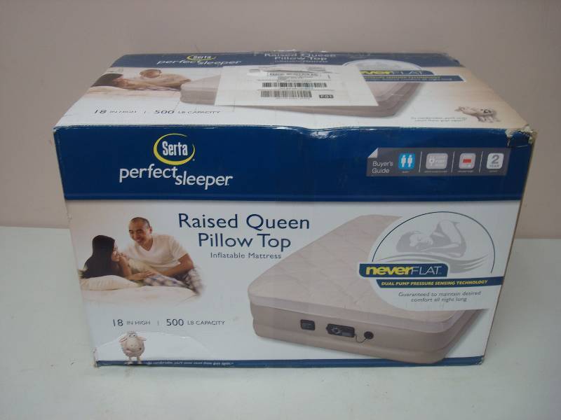 Serta Perfect Sleeper Raised Queen Pillow Top Inflatable Mattress, Store Return, Untested