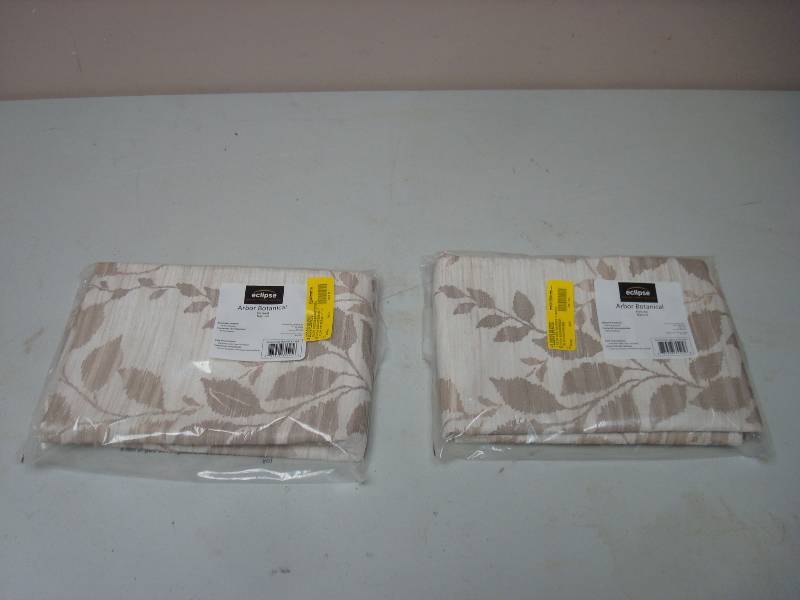 Pair Of New Arbor Botanical Rod Curtains, Natural