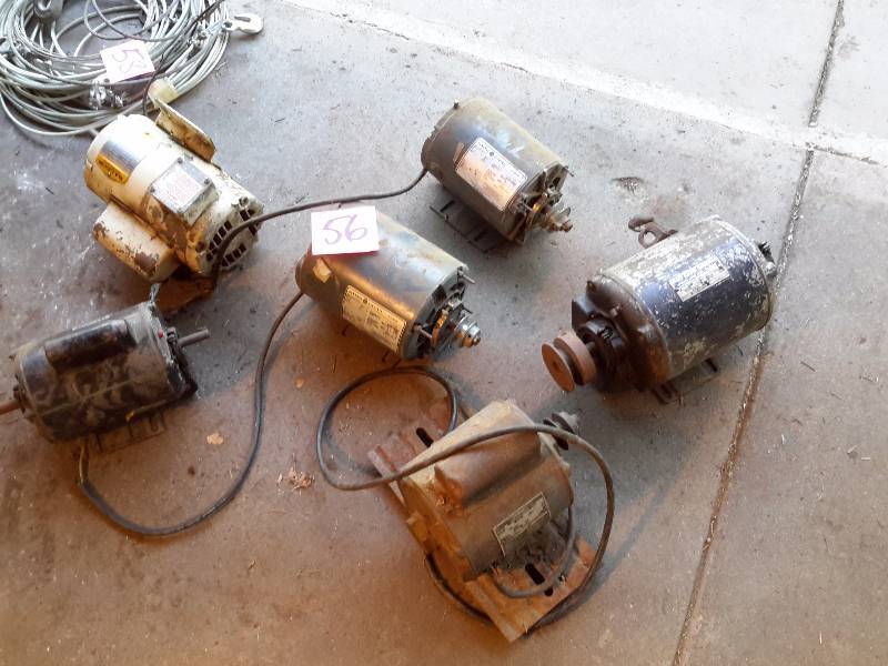 lot 56 image: 6 Electric Motors.. All Should work.. See lable for specs