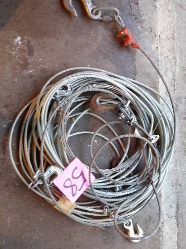 lot 58 image: Lot of metal Cable.. Some have hooks