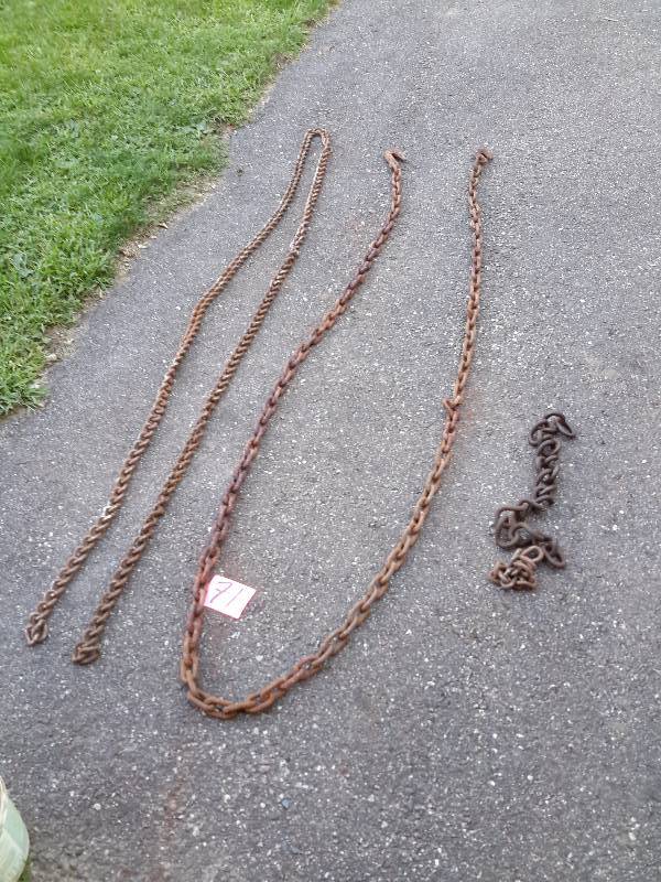 2, Long logging chains. (150in long); 1, shorter log chain. Eden