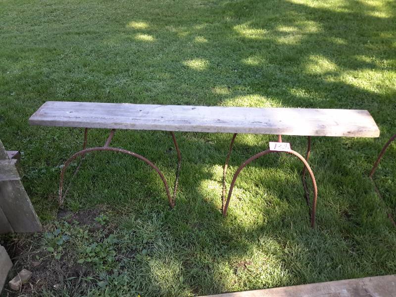lot 138 image: Set of 3 metal work racks with boards as shown